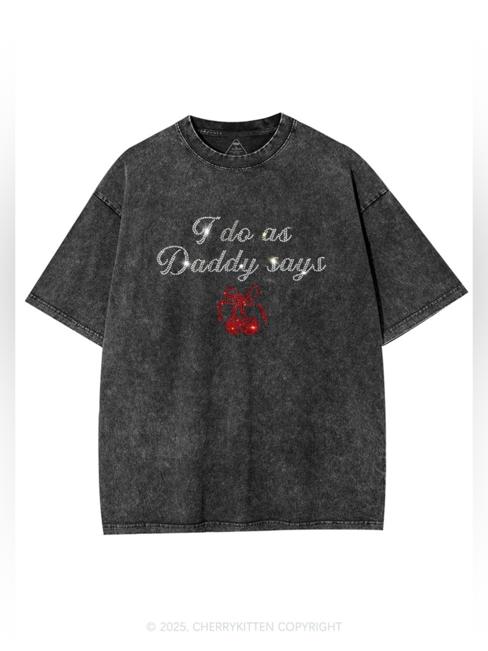 Cherry Kitten vintage black oversized Graphic T-Shirt ‘I do as Daddy says’